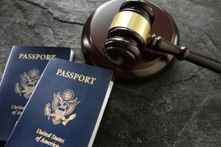 gavel and passports